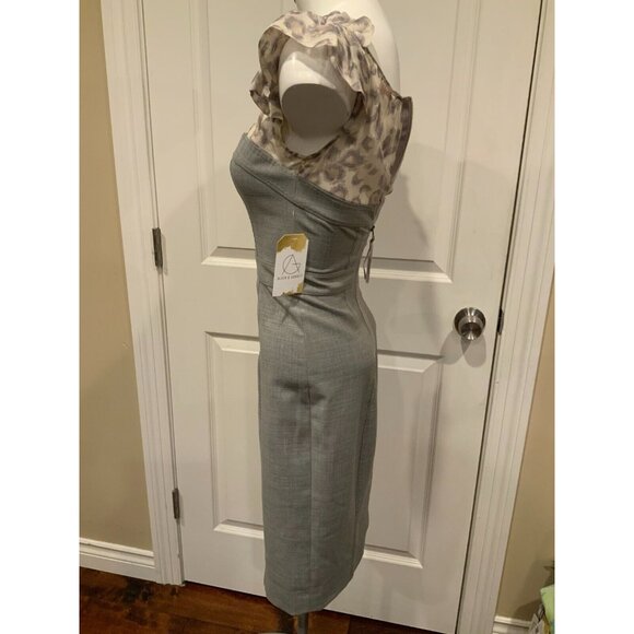 Rebecca Taylor Gray Sweetheart Dress W/ Leopard Print Blouse, Size 0 (US) - Picture 5 of 8